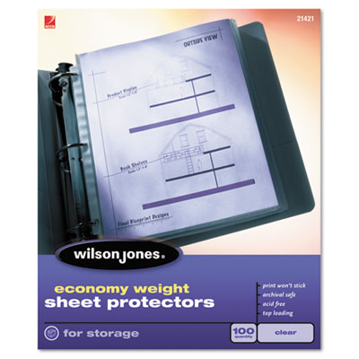 Wilson Jones&reg; Economy Weight Top-Loading Sheet Protector