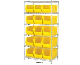 CHROME WIRE SHELVING UNITS WITH HULK CONTAINERS